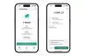 Two phone screens showing a bank transfer confirmation